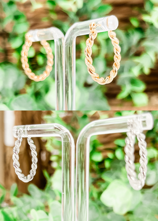 14K Gold Dipped Twisted Oval Link Earrings