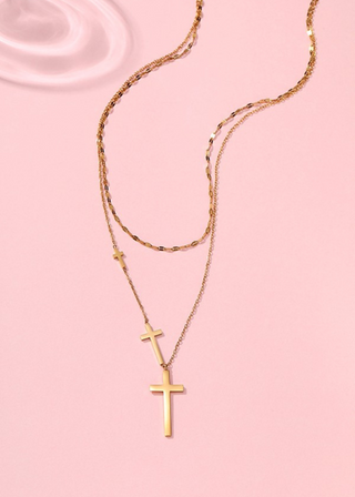 18K Stainless Steel Tarnish Free Cross Necklace