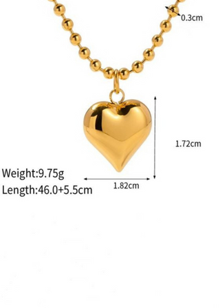 18K Stainless Steel Tarnish Free Heart Necklace