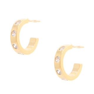 14K Rhinestone Hoop Earrings