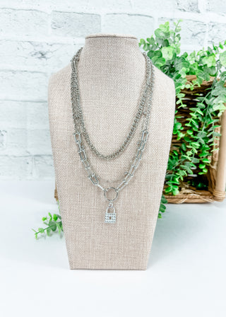 3-Piece Layered Lock Charm Necklace Set