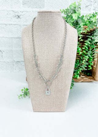 3-Piece Layered Lock Charm Necklace Set