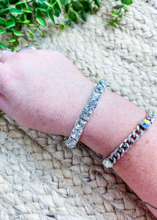 .375" Iridescent Round Stone Stretch Bracelet