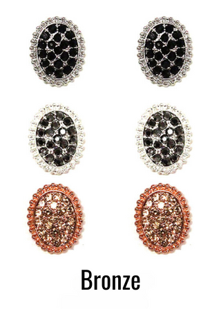 3 Pair Rhinestone Stud Earring Set