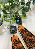 Abigail Faux Tooled Leather Earrings