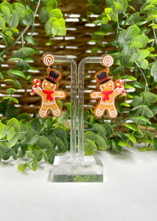 Acrylic Christmas Ginger Cookie Earrings