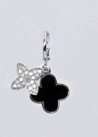 TJ-388 Amelia Black Double Pendant Silver Charm