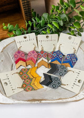 Anastasia Aztec Wooden Earrings - ALL SALES FINAL -