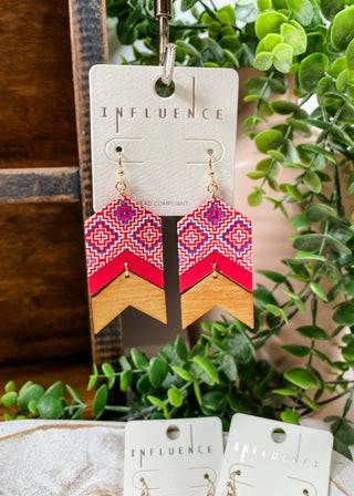 Anastasia Aztec Wooden Earrings - ALL SALES FINAL -