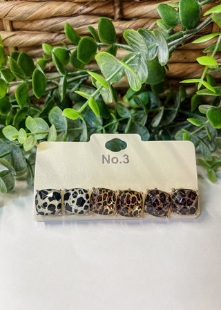 Animal Print Cushion Glass Square Post Earring