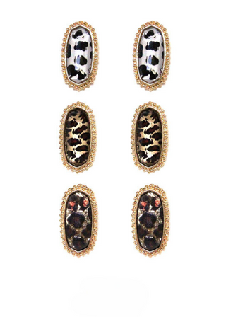 Animal Print Epoxy Post Earring Set