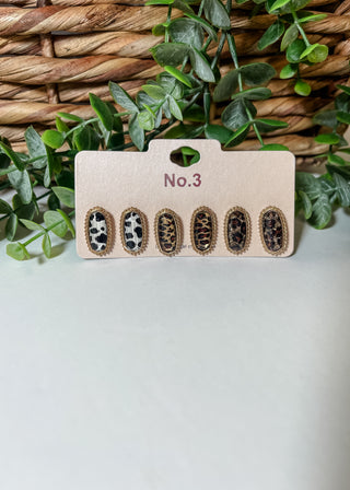 Animal Print Epoxy Post Earring Set