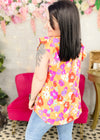 Apricot Floral Ruffle Sleeve Lizzy Top | S-3X