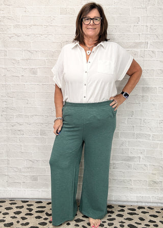 Ash Jade Cotton Slub Wide Leg Pants