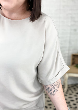 Ash Mocha Woven Short Sleeve & Long Pants Set