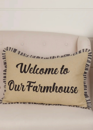 Ashmont Burlap Vintage Welcome To Our Farmhouse Pillow