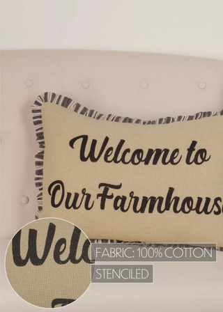 Ashmont Burlap Vintage Welcome To Our Farmhouse Pillow