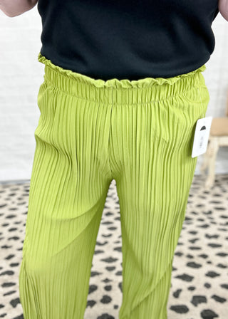 Avocado Pleated Paper Bag Wide Leg Pants