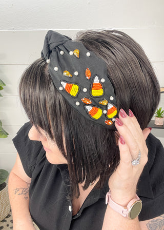 Beaded Candy Corn Halloween Headband