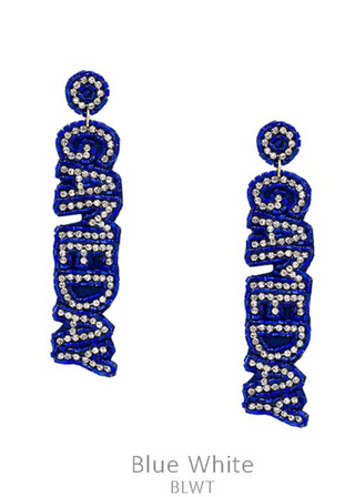 Beaded Rhinestone Game Day Post Earring