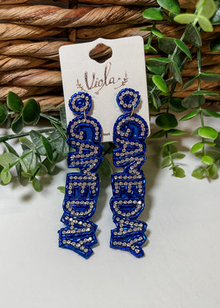 Beaded Rhinestone Game Day Post Earring