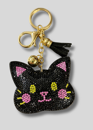 Black Cat Rhinestone Keychain