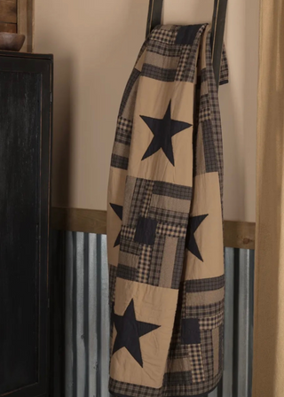 Black Check Star Quilted Throw