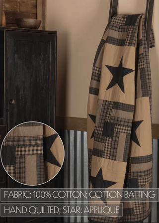 Black Check Star Quilted Throw