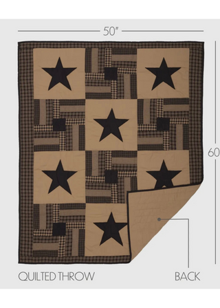 Black Check Star Quilted Throw