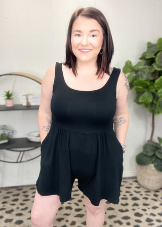 Black Double-Layered Tank Romper | S-L - ALL SALES FINAL -