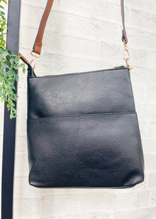 Black Double Front Pocket Crossbody Bag