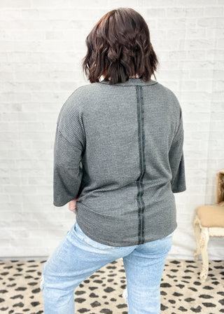 Black Take Your Place 3/4 Sleeve Thermal Top
