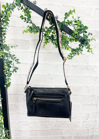 Black Triple Zipper Guitar Strap Crossbody