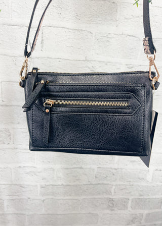 Black Triple Zipper Guitar Strap Crossbody