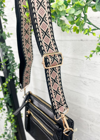 Black Triple Zipper Guitar Strap Crossbody