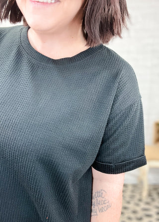 Black Two-Tone Thermal Dolman Top