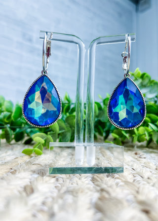 Blue Radiance Teardrop Hoop Earrings