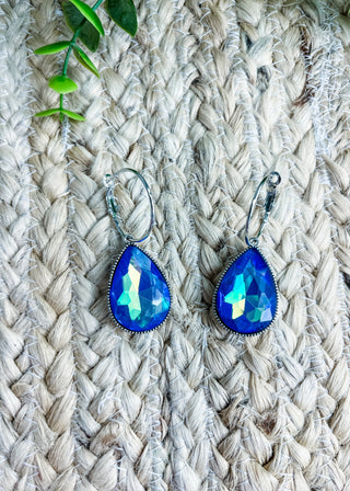 Blue Radiance Teardrop Hoop Earrings