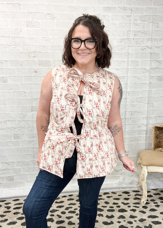Blush Garden Quilted Tie Vest