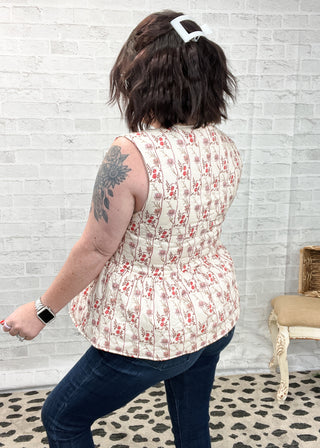 Blush Garden Quilted Tie Vest