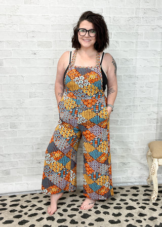 Boho Floral Cross Strap Jumpsuit