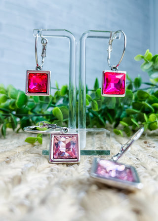 Bold & Brilliant Square Crystal Hoop Earrings