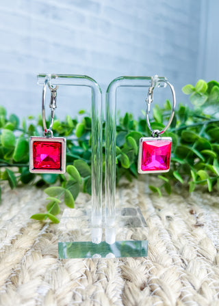 Bold & Brilliant Square Crystal Hoop Earrings
