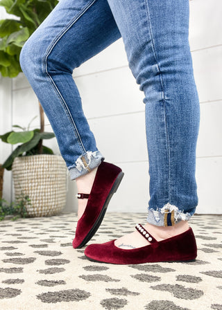 Corkys Tea Time Flats - Burgundy Velvet