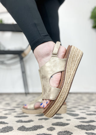 Corkys Ready Or Not Wedge - Gold Metallic