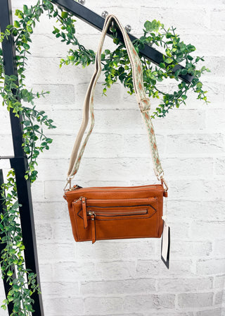 Brown Triple Zipper Guitar Strap Crossbody