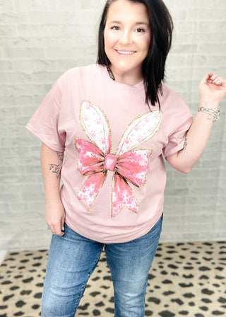 Bunny Ears with Ribbon Graphic T-Shirt | S-2X