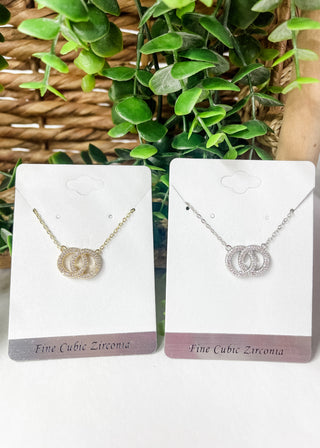 CZ Double Hoop Necklace