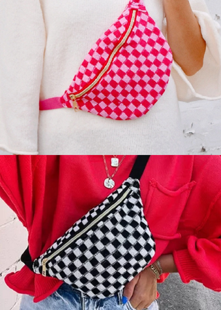 Checkered Crossbody Sling Belt Bag