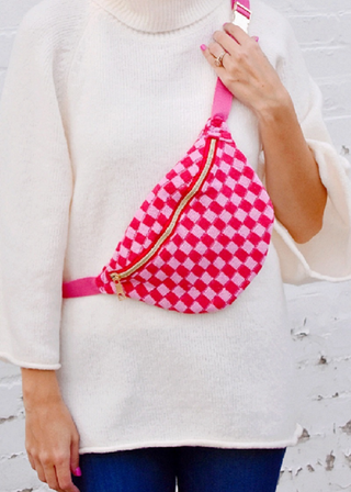 Checkered Crossbody Sling Belt Bag